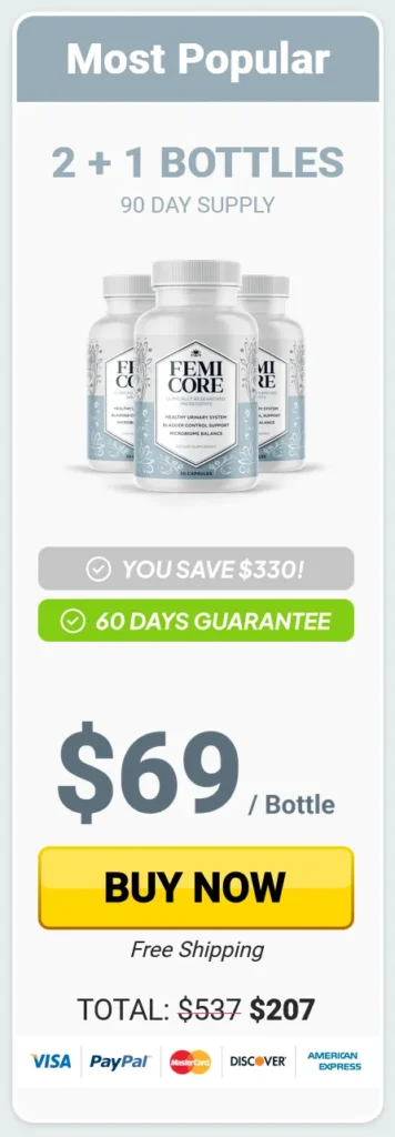 $69 per bottle price for 3 Femicore bottle