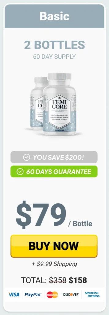 $79 per bottle price for 2 Femicore bottles